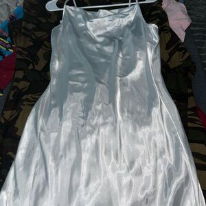 Elegant Silver Satin Dress